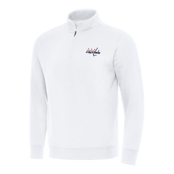 Men's Antigua White Washington Capitals Victory Quarter-Zip Mock Sweatshirt