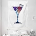 thumbnail image 1 of Science Party Tapestry, Cocktail Silhouette and Open Universe Inside Sketch on Plain Background, Wall Hanging for Bedroom Living Room Dorm Decor, 60W X 80L Inches, White Multicolor, by Ambesonne, 1 of 2