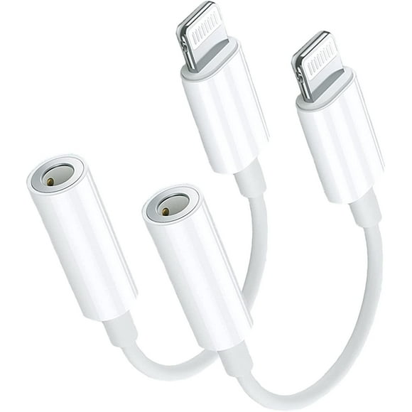 Apple MFi Certified 2 Pack Lightning to 3.5mm Headphone Aux Audio Jack Adapter, iPhone Dongle Cable Earphones Headphones Converter Compatible with iP