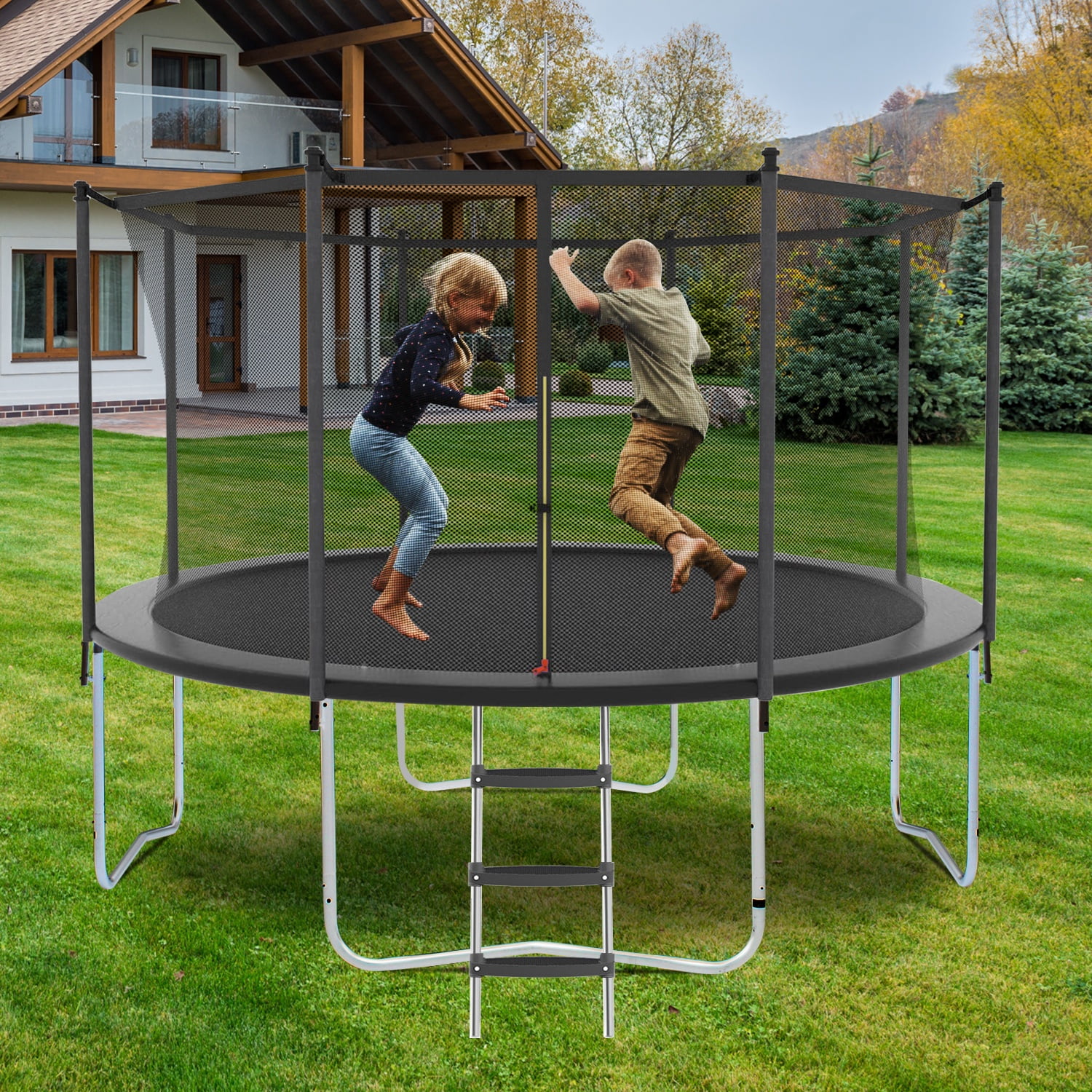 10FT Trampoline w/Enclosure, Seizeen Heavy-Duty Round Trampoline for Kids Outdoor Play, Large Trampoline as Gift for Boys and Girls
