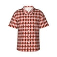 thumbnail image 2 of Goofa Red and Brown Squares Hawaiian Shirt for Men, Unisex Summer Beach Casual Short Sleeve Button Down Shirts,Aloha Tropical Floral print shirt-3X-Large, 2 of 9