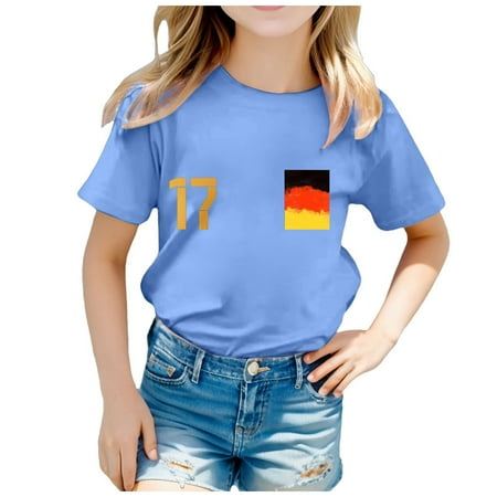 

2024 Children s European Cup Fashion Team Printed Short Sleeve Round Neck Top T Shirt 17 T Shirts Blouses Net Camisole Old Tops Girls 5t Baby Girl Clothes Winter Girl Clothes 18-24 Months Cat Toddler