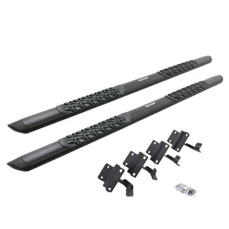 Go Rhino V3417780T V-Series V3 Aluminum Side Steps and Mounting Brackets Kit - Textured Black  For 17-24 F-150, F-250 Super Duty, F-350 Super Duty (Extended Cab Pickup - Leaf)