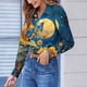 thumbnail image 4 of Camisa Impresa de Manga Larga Casual de las Mujeres con Cuello en V, Blusa con Botones de Longitud Regular para el Uso Diario, 4 of 6