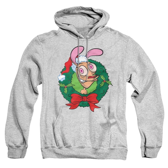 Ren & Stimpy Christmas Wreath Ren With Santa Hat Unisex Adult Pull-Over Hoodie