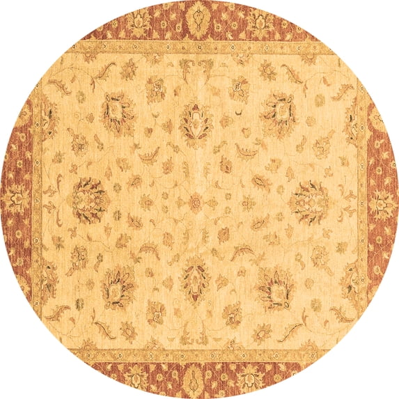 Ahgly Company Indoor Round Oriental Brown Traditional Area Rugs, 5' Round