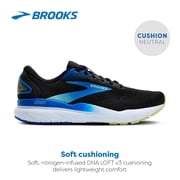 Brooks Men’s Ghost 16 Neutral Running Shoe - Black/Cobalt/Neo Yellow - 8 Medium