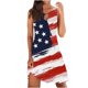thumbnail image 1 of Mini vestido de mujer con cuello redondo y estampado sin mangas sexy a la moda del Día de la Independencia Pompotops ghjkhdj3351, 1 of 4