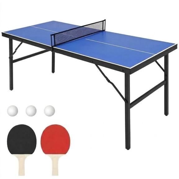 Panapinka Foldable Ping Pong Table, Indoor/Outdoor Mesa De Ping Pong for Adults/Teens, Waterproof Table Tennis Table with 2 Table Tennis Paddles and 3 Balls, 5 Minute Assembly