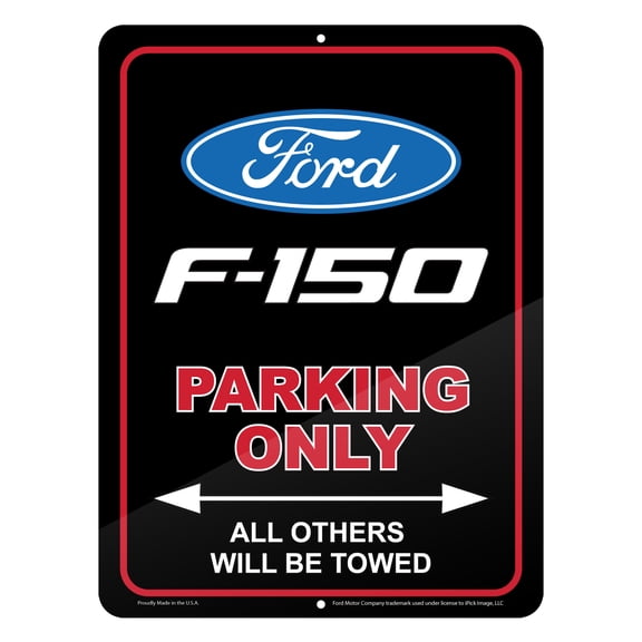 iPick Image for Ford F-150 12" x 9" Parking Only Sign in Black Glassy Aluminum, Official Licensed
