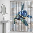 thumbnail image 6 of Blue Sea Turtle Bathroom Shower Curtain, Vintage Wood Grain Retro Farmhouse Ocean Waterproof Washable Soft Bath Curtain for Bathtub Decor with 12 Hooks&Grommet, 72x72 Inch, 6 of 9