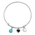 thumbnail image 2 of Auriga 925 Sterling Silver Onyx Syn. Turq. Mop Expandable Bangle 8inch for Women, 2 of 5