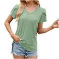 thumbnail image 2 of Itsame Summer Short Shirt Sleeved for Womens Solid Color T-Shirt Tops Fashionable Solid Color Round Neck Blouses Mint Green Size 2XL, 2 of 5