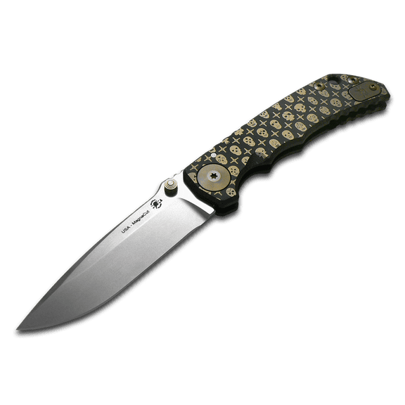 SPARTAN BLADES Harsey Folder SF5 Black Gilded Skulls Titanium CPM MagnaCut Pocket Knife