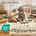 thumbnail image 4 of ODIKA 8'x10' Washable Area Rug Guitar Vintage Print Music Notes Abstract Note Border Retro Acoustic for Living Room, Under Sectional, Family , Durable, Non-Slip, 4 of 7