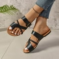 thumbnail image 6 of YYUIJK Women Sandals ,Sandals for Women Flats Shoes,Summer Comfortable Dressy Flat Sandal Adjustable Hook loop Slip on Toe Ring Beach sandal Black 7, 6 of 7