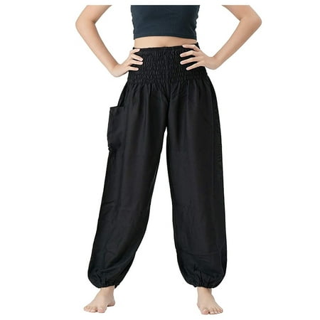 

Sehao Women s Comfy Boho Pants Loose Yoga Pants Hippie Pajama Lounge Boho Pajama Pants Yoga Pants Black Polyester L