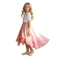thumbnail image 5 of Avrnliq Girls Pink Ombre High Low Ruffle Skirt, Chiffon-Like Elastic Waist Flowy Skirt for Party Playdate, Size 6-14,Size 15 T, 5 of 8