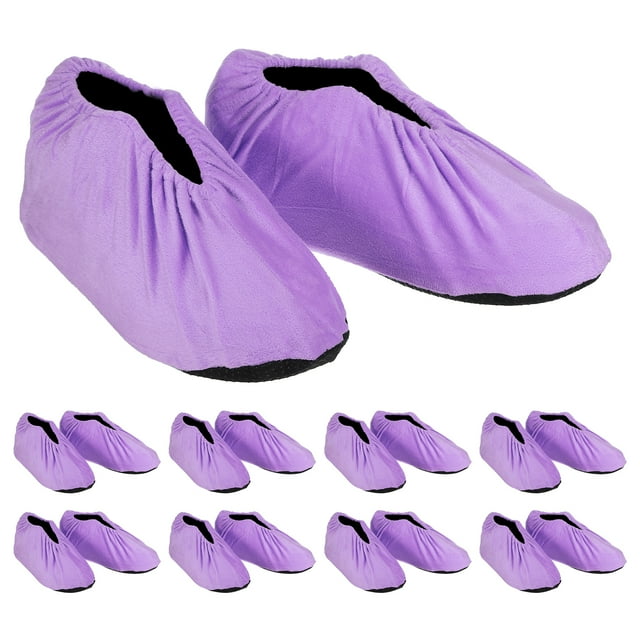 Unique Bargains Reusable Non Slip Shoe Covers, 10 Pairs Washable Thickened Boot Covers Soft Shoe Protectors, Purple