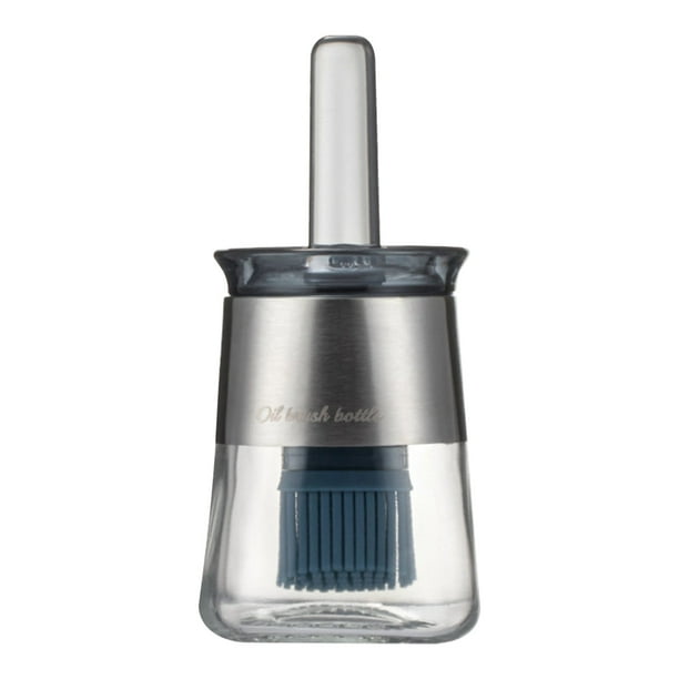 Dispensador de aceite con cepillo - Dispensador de aceite de oliva de vidrio para cocina, botella dispensadora de aceite con cepillo de silicona para cocinar vinagre, salsa, barbacoa, parrilla y freír