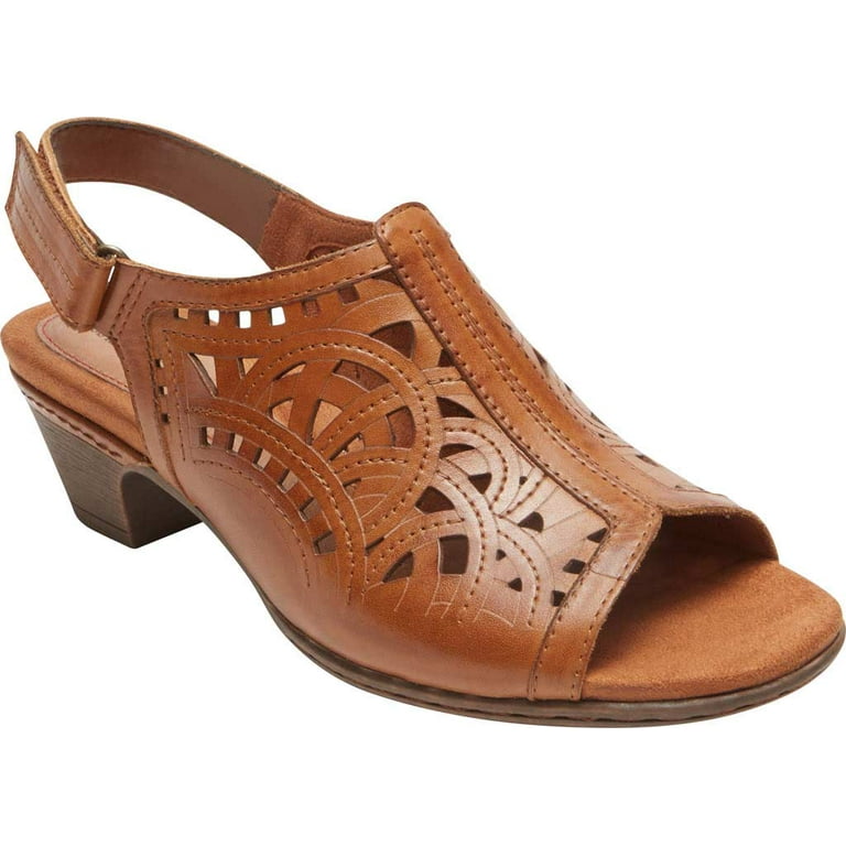 Women s Rockport Cobb Hill Abbott Hi Vamp Sling Sandal Tan Leather