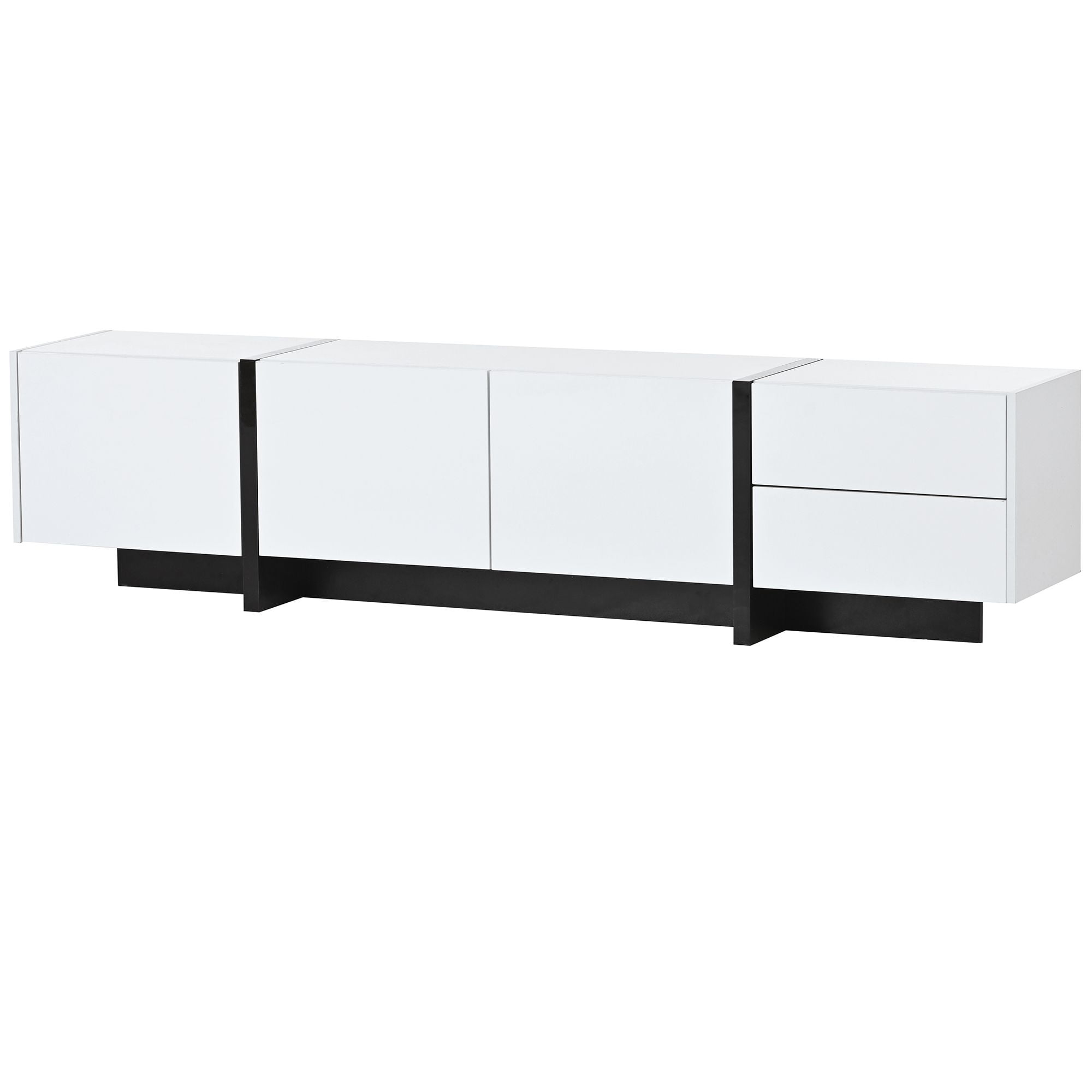 Aukfa TV Stand with 2 Drawers and 3 Big Cabinets for TVs up to 80" - White