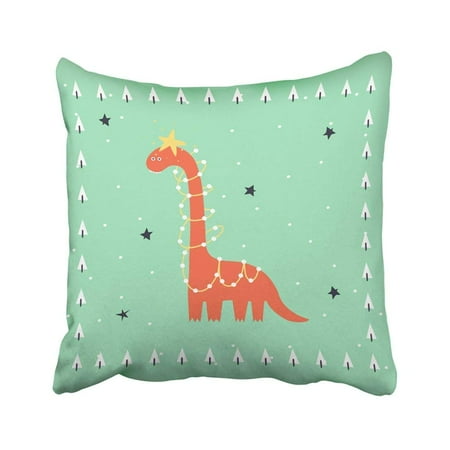 WOPOP Brown 2018 with Dinosaur Trendy for Holidays Colorful Animal Box Cartoon Celebration Cute Pillowcase 16x16 inch