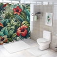 thumbnail image 7 of Awypu Shower Curtain Set Hibiscus Beautiful Flowers Summer Colorful Hawaiian Tropical Plants Palm Leaf White, 7 of 7