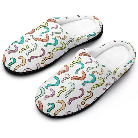 

Colorful Question Women s Cotton Slippers Funny Printed Non Skid Rubber Soles