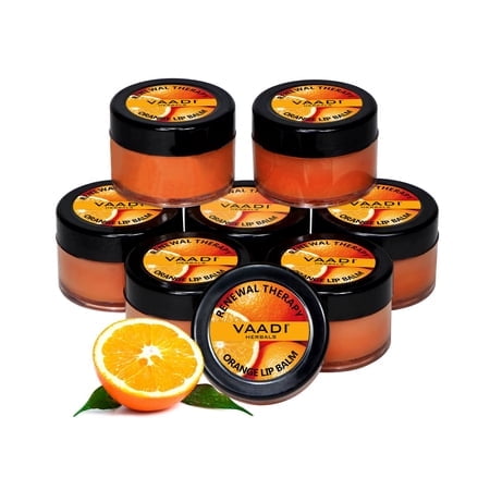 Lip Balm - ? Renewal Theraphy - ? Orange & Shea Butter Flavor - ? All Natural - ? Pack Of 8 X 10 Gms(0.35 Ounces) In Tin - Vaadi Herbals