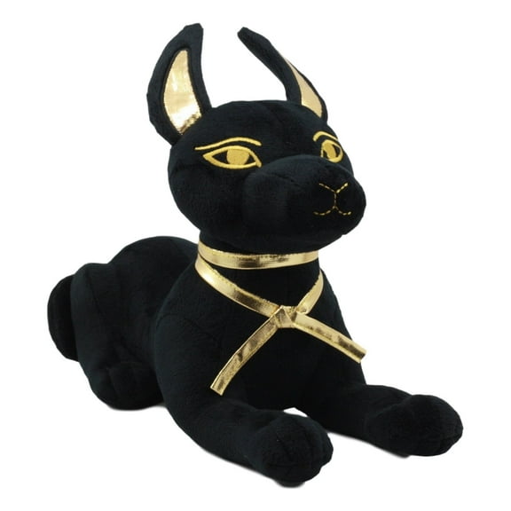 Ebros Larger Black & Gold Egyptian God Of Afterlife Sitting Anubis Dog Plush Toy Soft Doll Collectible 11.5" L