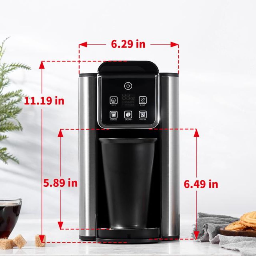 Single Serve Coffee Maker for K Cup and Grounds, 6-14 Oz Brew Sizes, 50 Oz Removable Water Tank, One Cup Coffee Machine