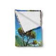 thumbnail image 2 of Scenery Soft Flannel Fleece Throw Blanket, Mediterranean Stone Made Village with Trees Blossoms Flower Mountain and Sea, Cozy Plush for Indoor and Outdoor Use, 60" x 80", Multicolor, by Ambesonne, 2 of 6