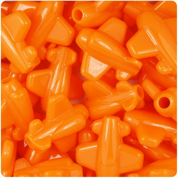 BeadTin Orange Opaque 25mm Airplane Pony Beads (24pcs)