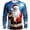 Sky Blue-3, variant on Men's Christmas Santa Print Shirt Long Sleeve Crewneck Pullover Top for Party Red-4 S