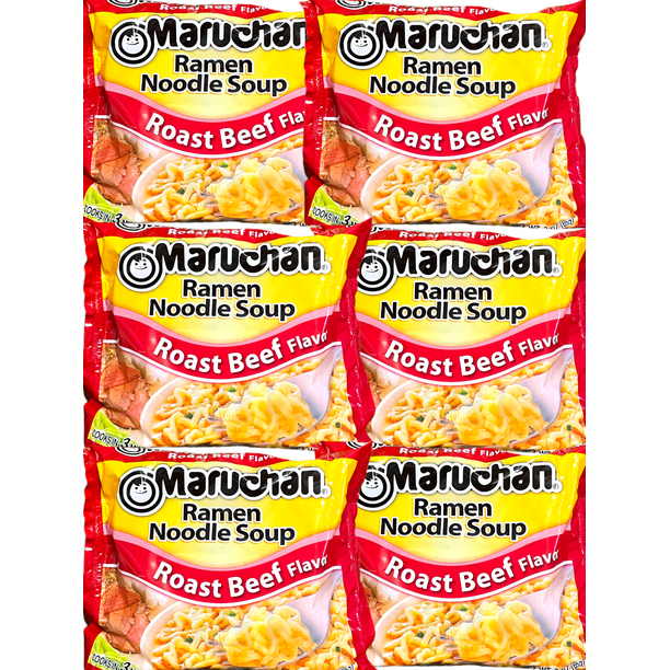 Maruchan Ramen Noodle Soup Roast Beef Flavor Cooks in 3 Minutes 3 Oz Pack of 6