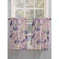 thumbnail image 5 of Pink Flowers Living Room Curtains 2 Panel, Spring Floral Purple Butterflies Farmhouse Cafe Window Treatment, Farmhouse Bedroom Bathroom Kitchen Curtains Drapes 104"x54", 5 of 6