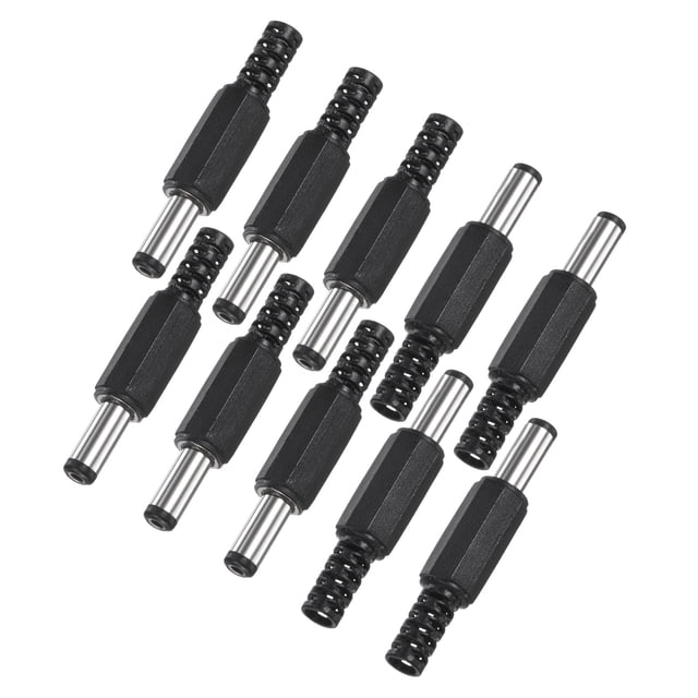 Uxcell Paquete de 10 Conectores Macho DC, 5.5x2.1mm Núcleo de Cobre para Adaptador de Soldadura de Computadora/Cámaras CCTV/Iluminación