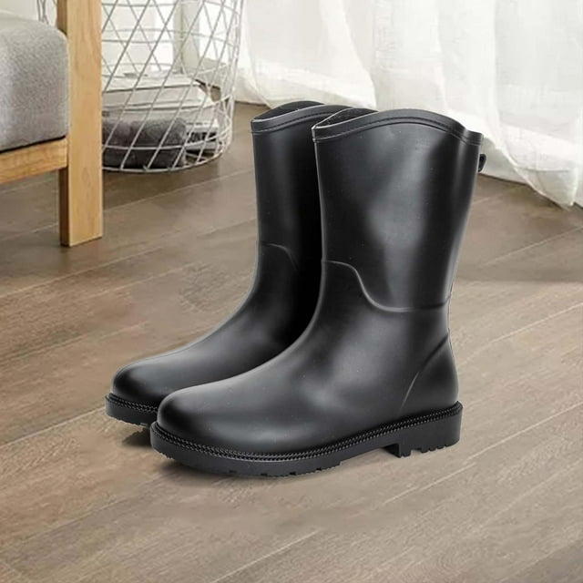 Botas de lluvia para mujer, botas de trabajo impermeables, elegantes días lluviosos para mujer, zapatos de lluvia, botas de lluvia a media pantorrilla Talla UE 36