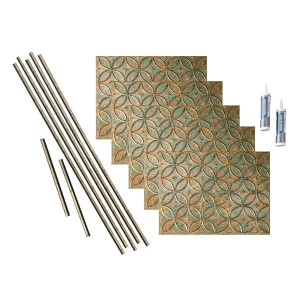 FASÄDE Rings Decorative Vinyl Backsplash 15 sq ft Kit in Copper Fantasy