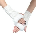 thumbnail image 4 of CUZIBR Ski Gloves Women'S Plush Knitted Fingerless Glove Cartton Pattern Wool Fuzzy Lined Mitten Sleeves Writing For Cycling Running Outdoor Activities, 4 of 4