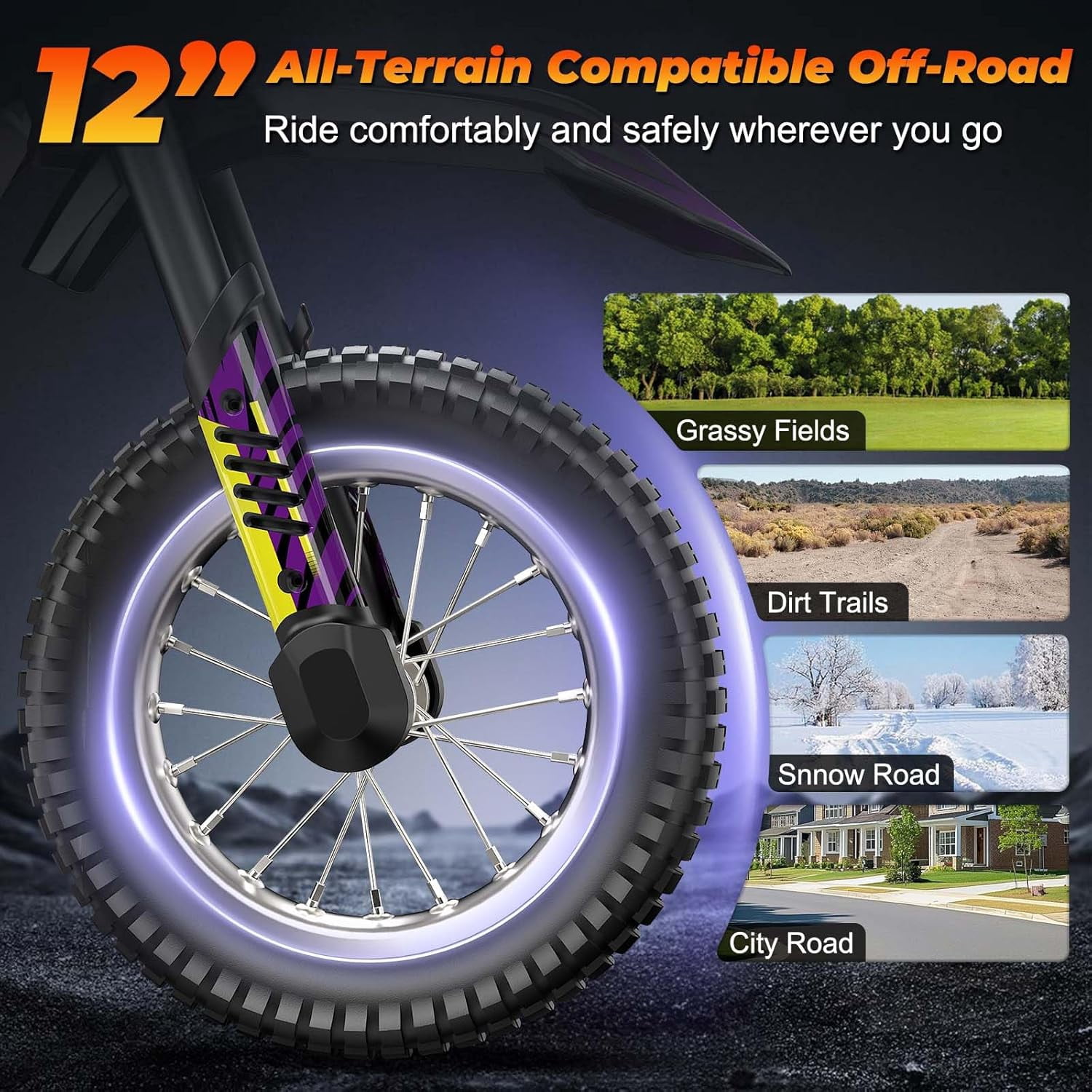 RIXOC DK-12 Electric Dirt Bike,3 Speed Modes up to 15.5 mph, 36V 5.2Ah Peak 700W Max 14Miles Electric Motorcycle for Kids Ages 3-8 UL2272