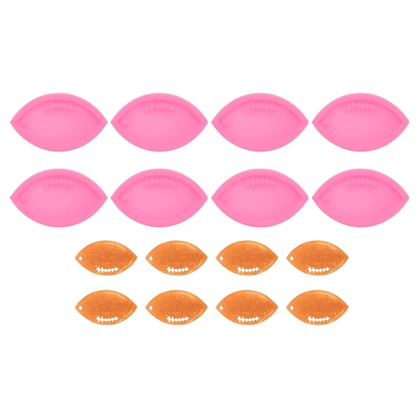 Uxcell 8 Pcs Moldes de Silicona de Resina de Rugby Kit de Llaveros, Rosa