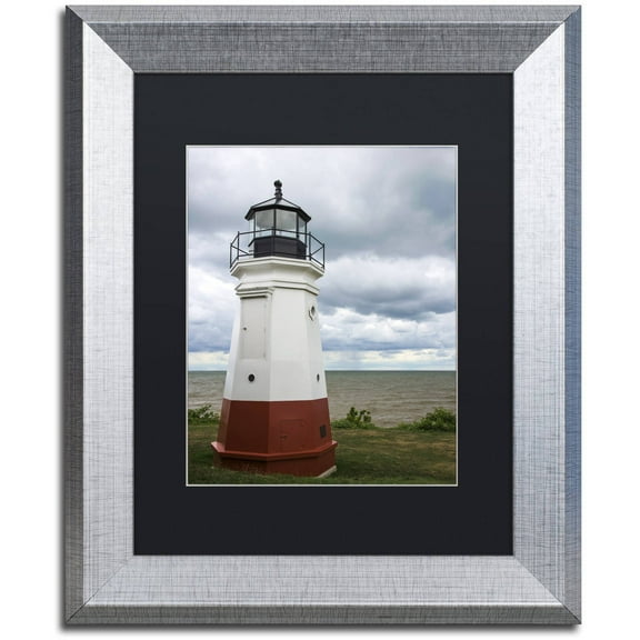 Trademark Fine Art "Vermillion Ohio Lighthouse" Canvas Art by Kurt Shaffer, Black Matte, Silver Frame