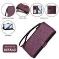 thumbnail image 2 of Decase for Samsung Galaxy S26 Crossbody Zipper Wallet Phone Case,Floral Embossed Pattern PU Leather Flip Phone Shell,Shockproof Hybrid Card Slots Stand Cover,Darkpurple, 2 of 11