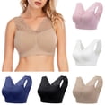 thumbnail image 2 of Womens Deep V-neck Plus Size Wirefree Casual Lace Sports Bras, 2 of 6