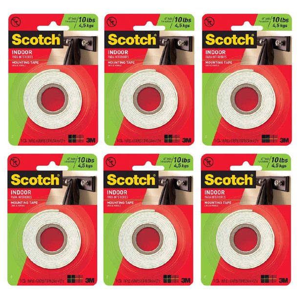 Scotch Mounting Tape Adhesive Permanent Strong 1 x 50 in Indoor White