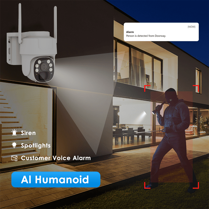 4G LTE Cellular Solar Security Cameras Wireless Outdoor,2K HD Night Vision,PIR Detection, Auto Tracking & Spotlight Alarm, 2-Way Audio,PTZ 360 No WiFi Security Camera