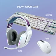 Logitech G733 LIGHTSPEED Wireless Gaming Headset with suspension headband, LIGHTSYNC RGB, Blue VO!CE mic technology and PRO-G audio drivers, White