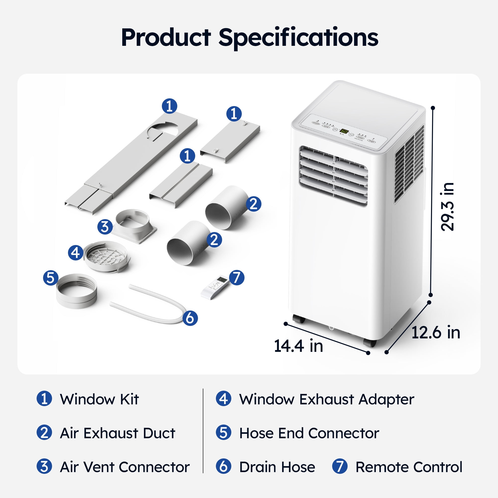SIMZLIFE Portable Air Conditioner 14000 BTU with App Control,Portable Ac Unit up to 550 Sq,White